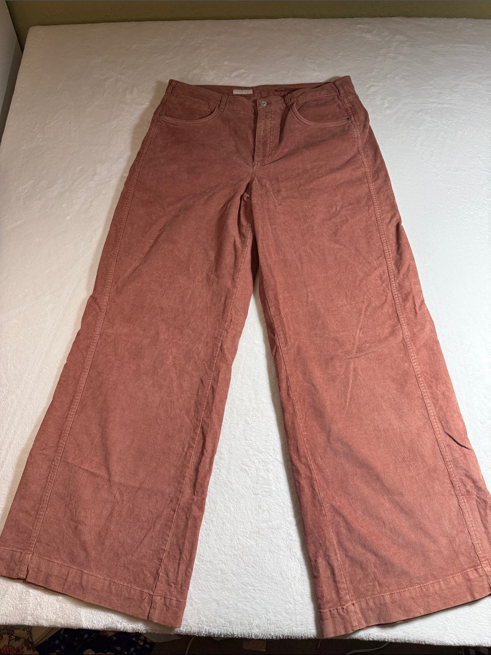 Pilcro Wide-Leg Corduroy Jeans in Dusty Rust Rose